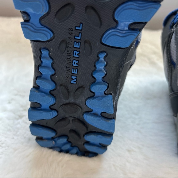 Merrell Boy's Grey/Blue Leather Hiltop Ventilator Mid Waterproof Hiking Boots 6 - Picture 10 of 16